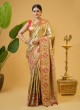 Golden And Red Zardosi Embroidered Kanjivaram Silk Classic Saree
